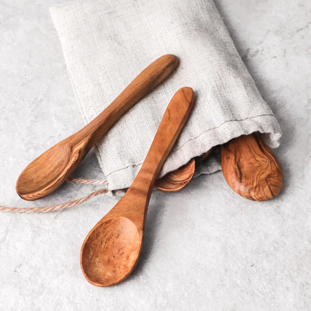 Mini Olive Wood Spoons – Handmade Spice Spoon